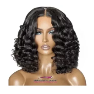 Perruque bob bouclée cheveux naturels