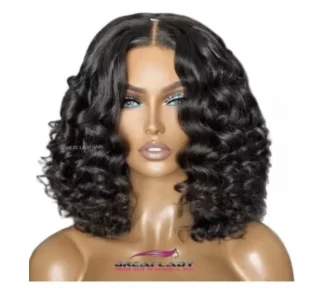 Perruque bob bouclée cheveux naturels