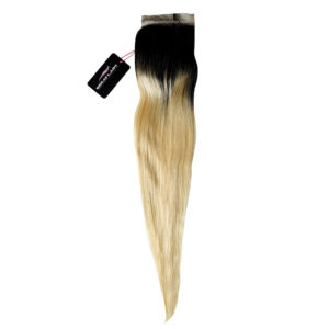 Lace closure blond platine racine noire