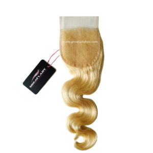 Closure ondulée body wave blond platine