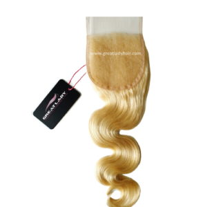 Closure ondulée body wave blond platine