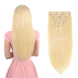 Extensions à clips Cheveux Naturels Blond platine