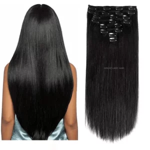 Extensions Cheveux à Clips Noir Naturel