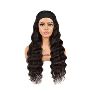 Perruque avec bandeau deep wave cheveux naturels