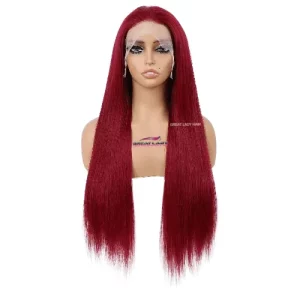 Perruque Lace Wig Lisse Rouge Bordeaux